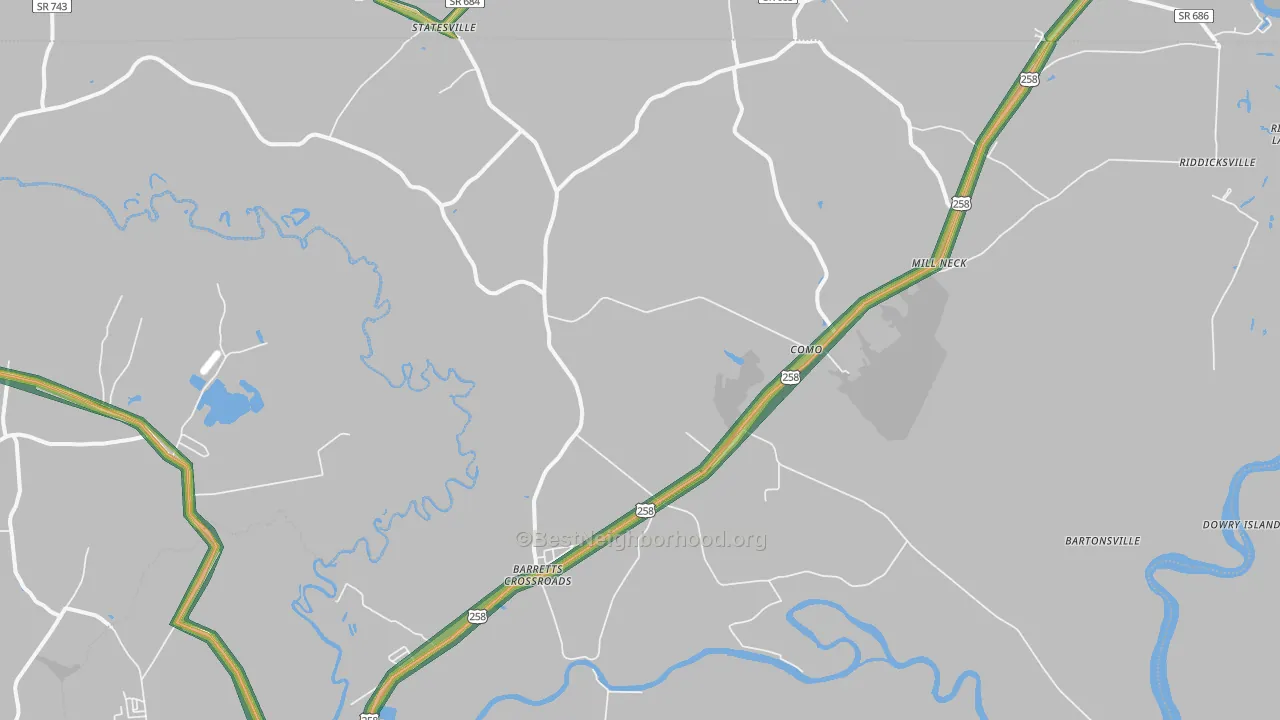 27818, NC Map of Noise Levels in 27818