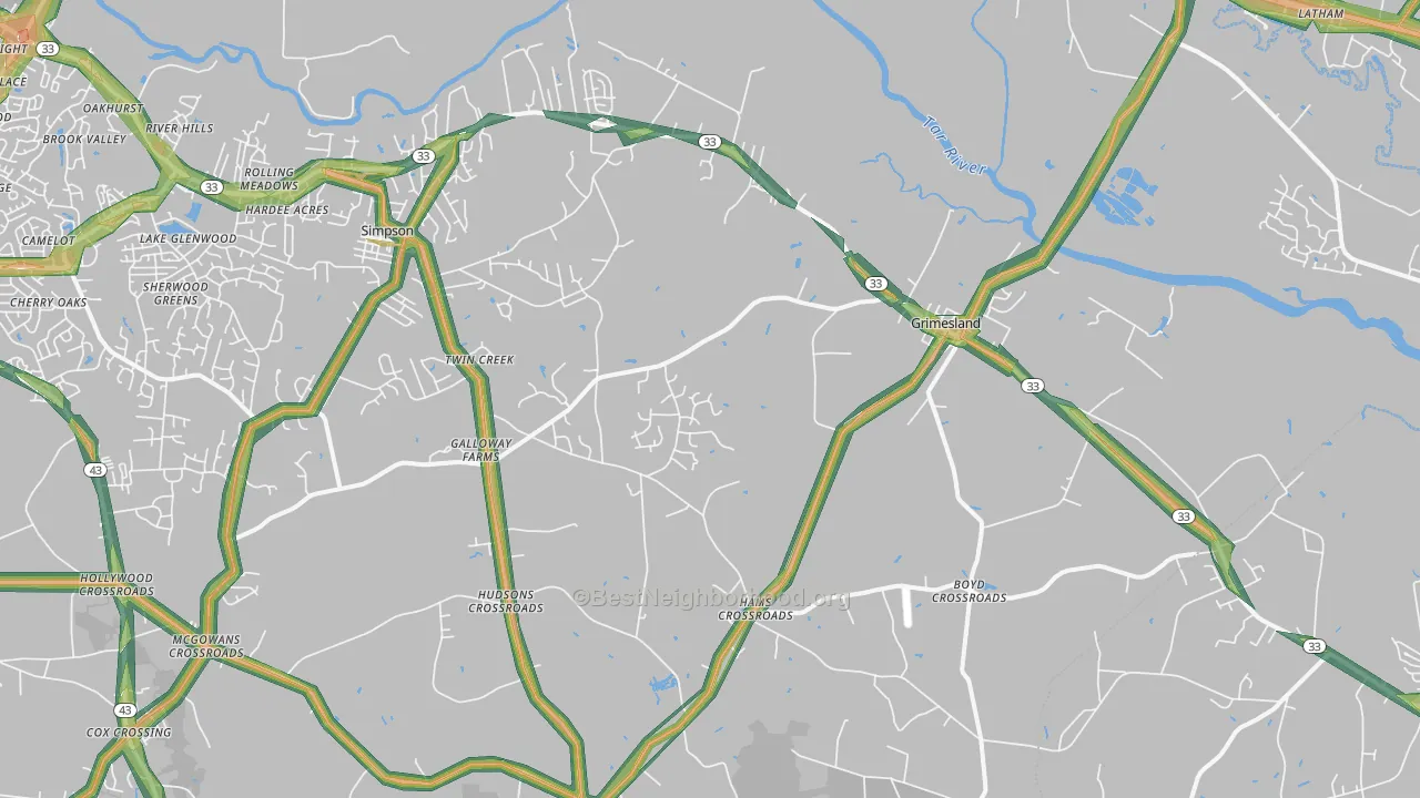 27837, NC Map of Noise Levels in 27837