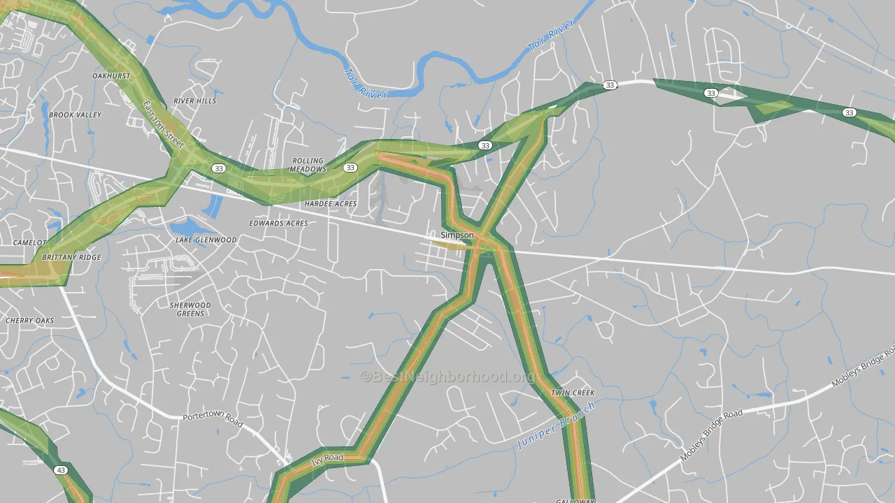 27879, NC Map of Noise Levels in 27879