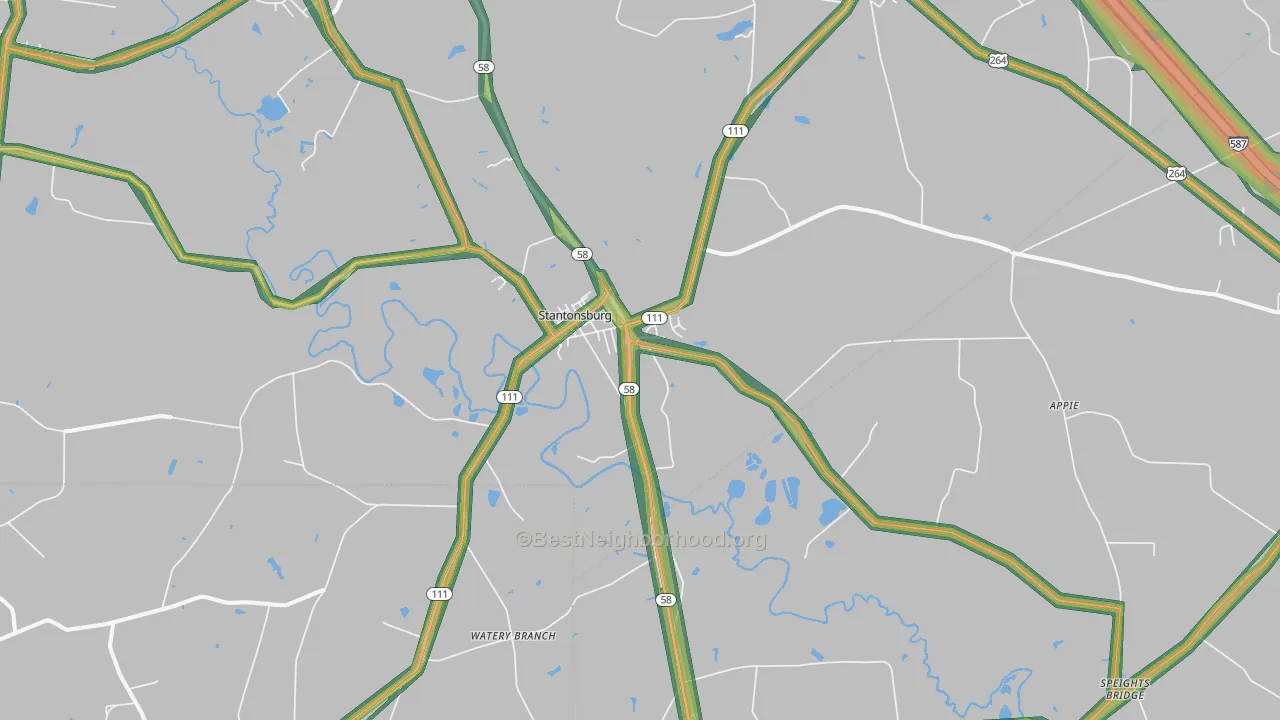 27883, NC Map of Noise Levels in 27883