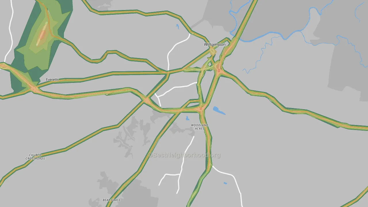 27892, NC Map of Noise Levels in 27892