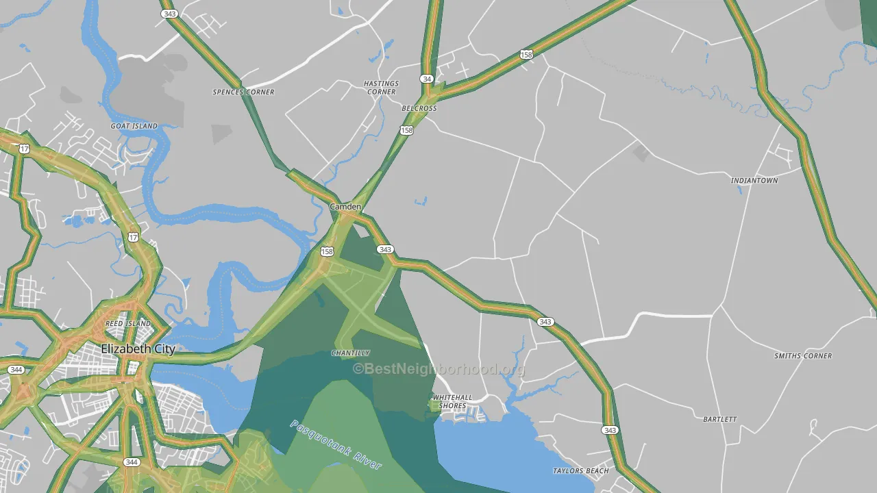 27921, NC Map of Noise Levels in 27921