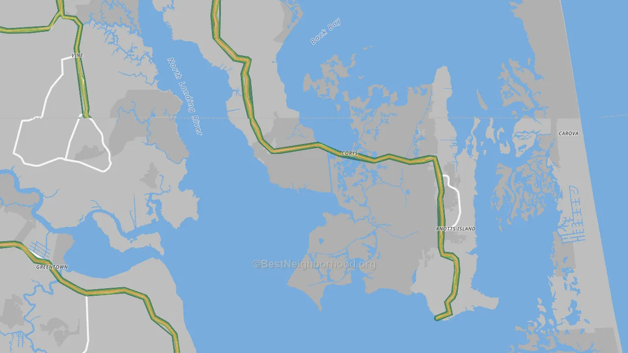 27950, NC Map of Noise Levels in 27950