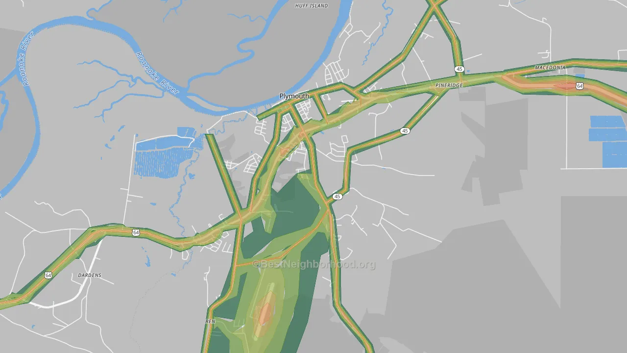 27962, NC Map of Noise Levels in 27962