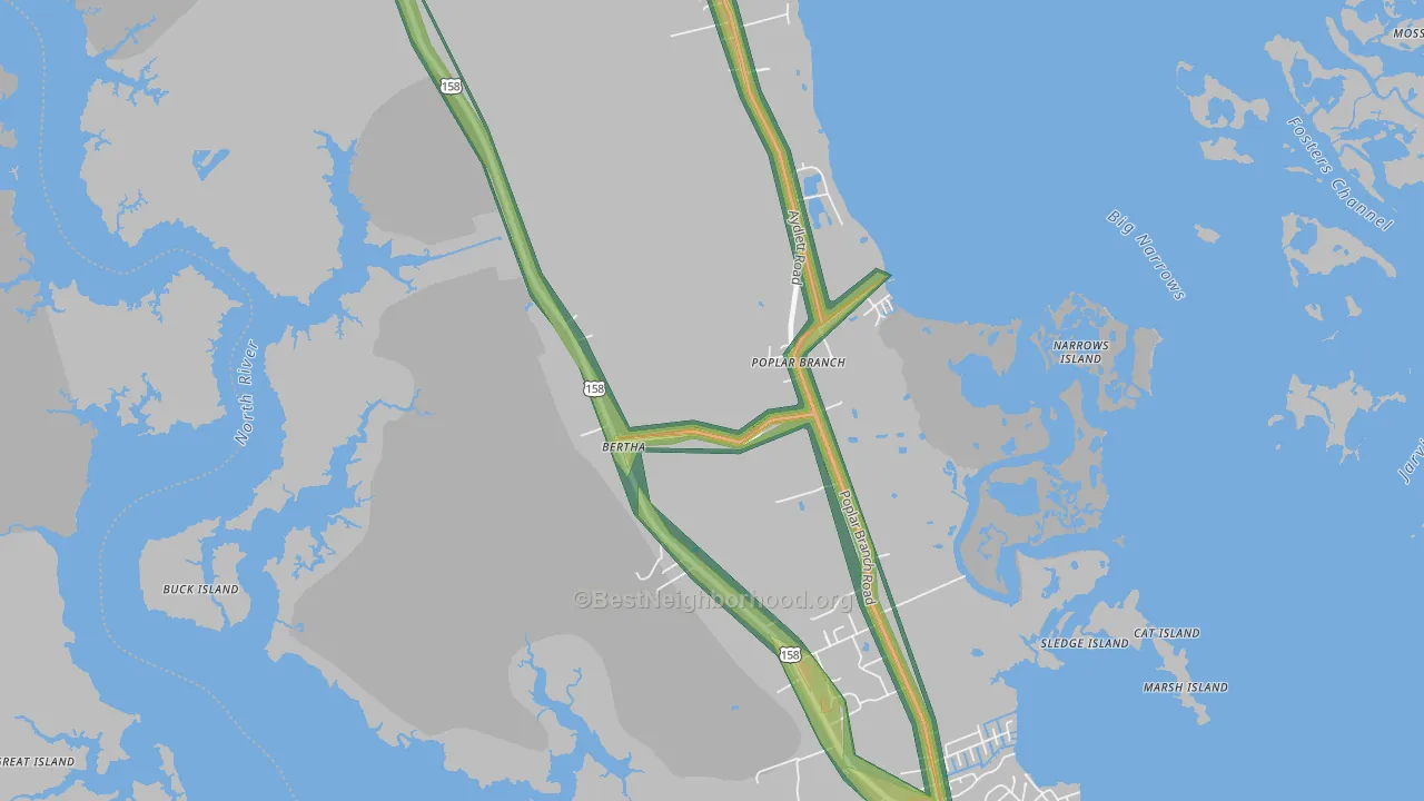 27965, NC Map of Noise Levels in 27965