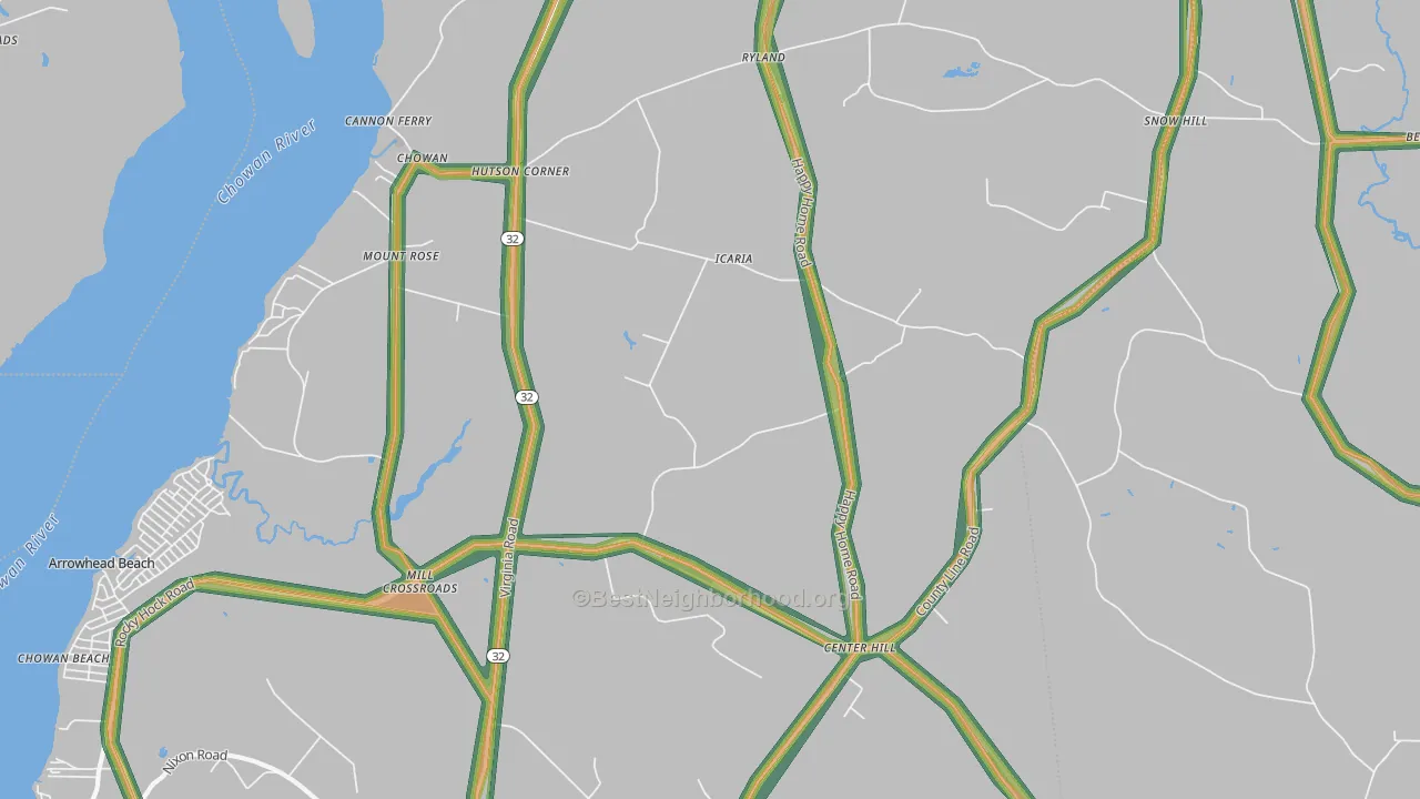 27980, NC Map of Noise Levels in 27980