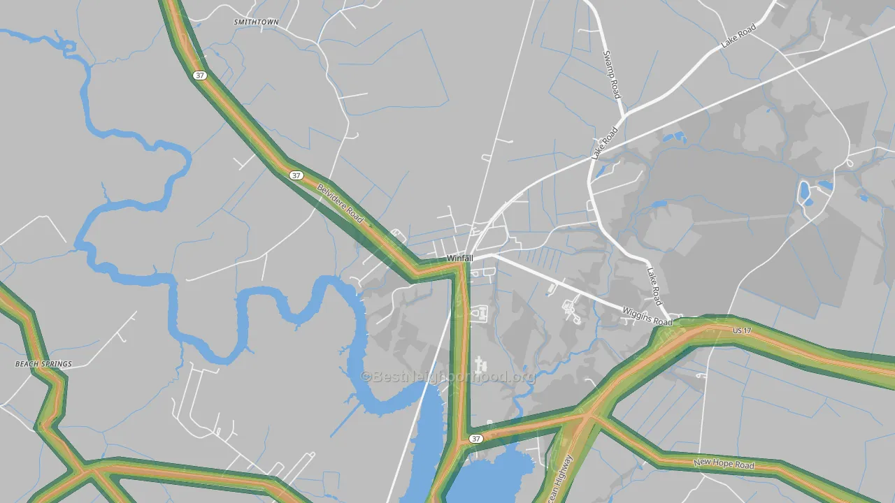 27985, NC Map of Noise Levels in 27985