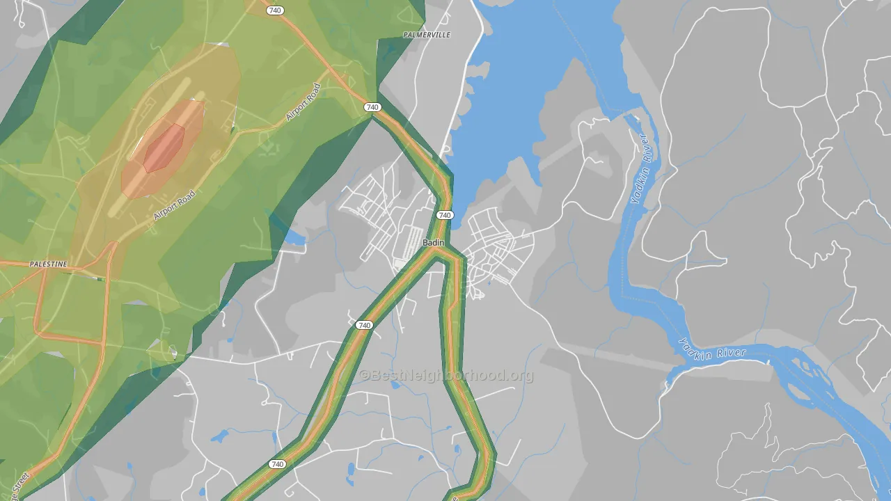 28009, NC Map of Noise Levels in 28009