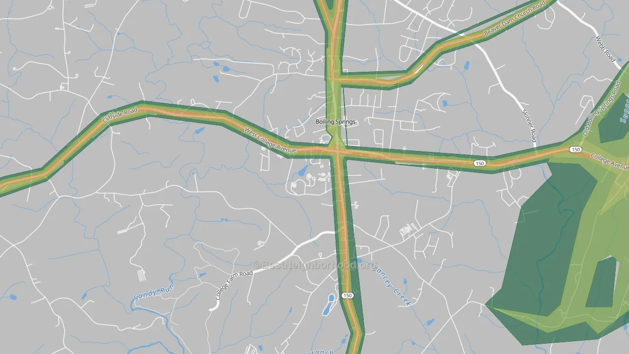 28017, NC Map of Noise Levels in 28017