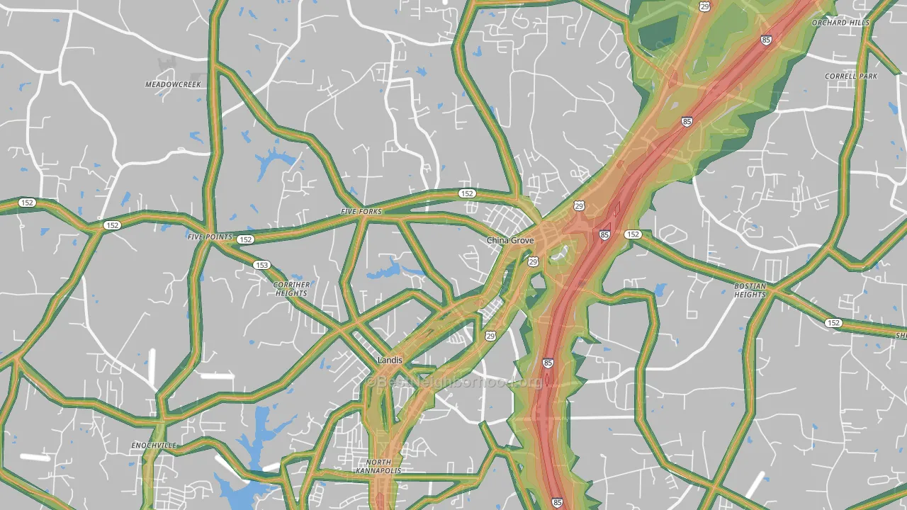 28023, NC Map of Noise Levels in 28023