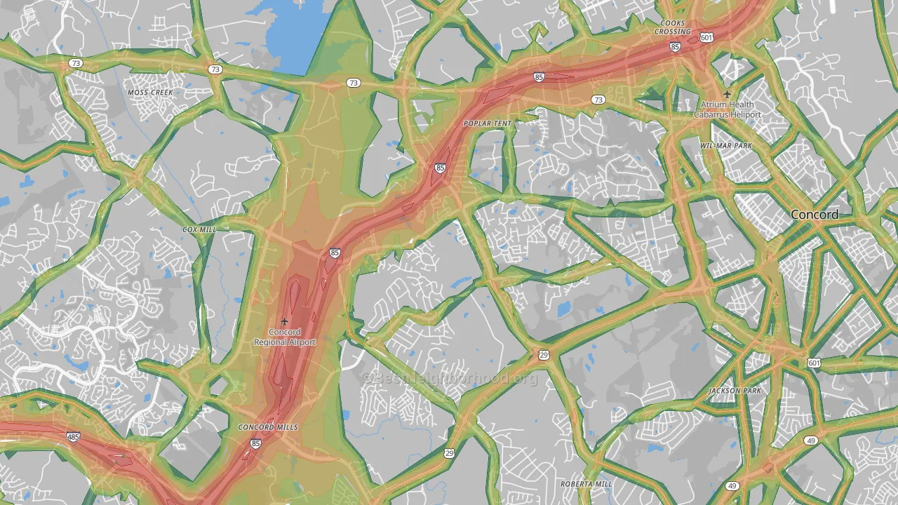 28027, NC Map of Noise Levels in 28027