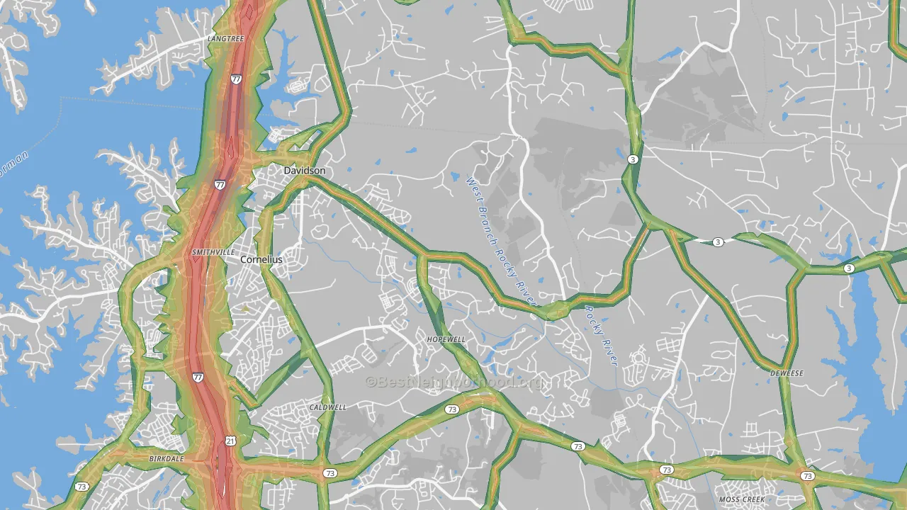 28036, NC Map of Noise Levels in 28036