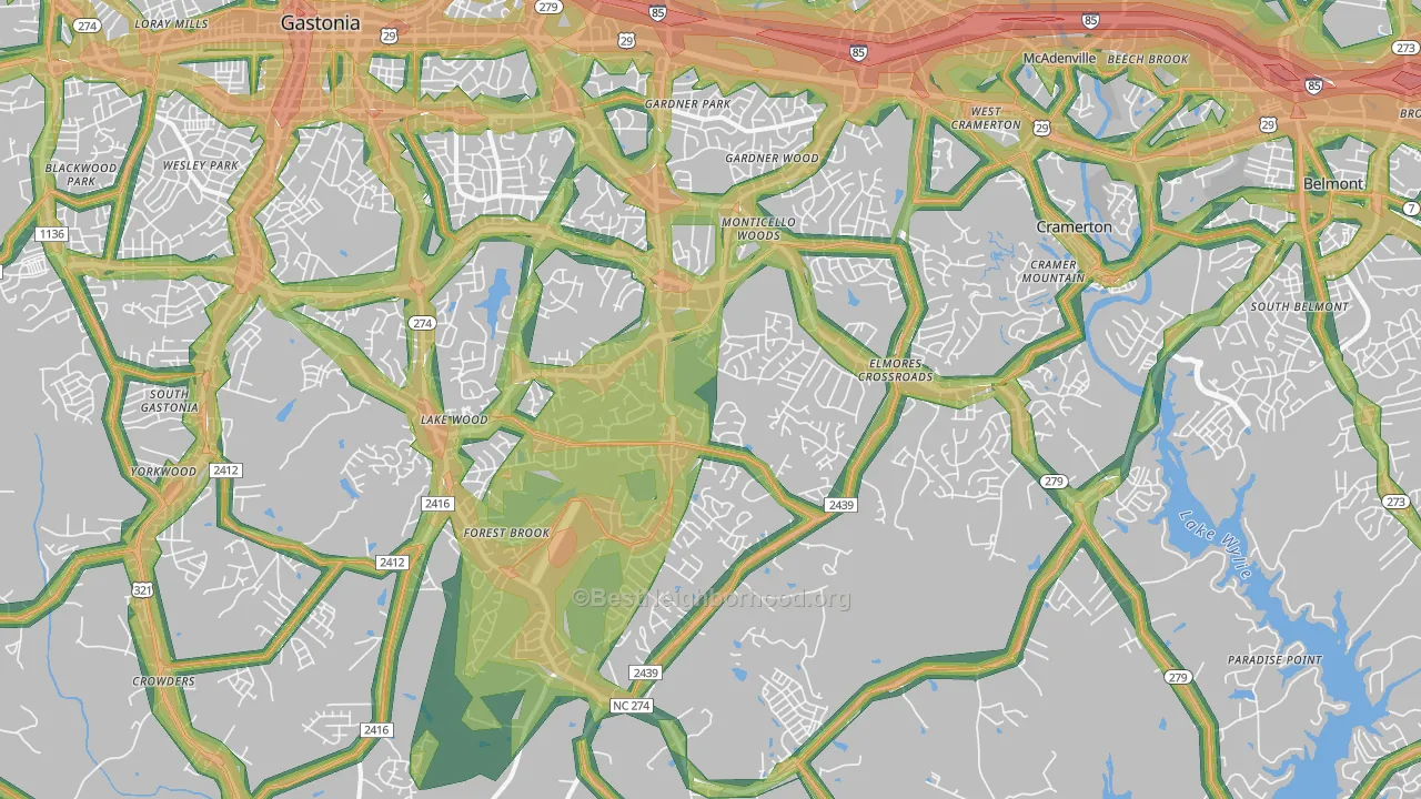 28056, NC Map of Noise Levels in 28056