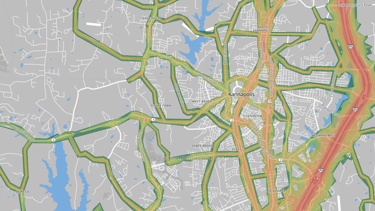 28081, NC Map of Noise Levels in 28081