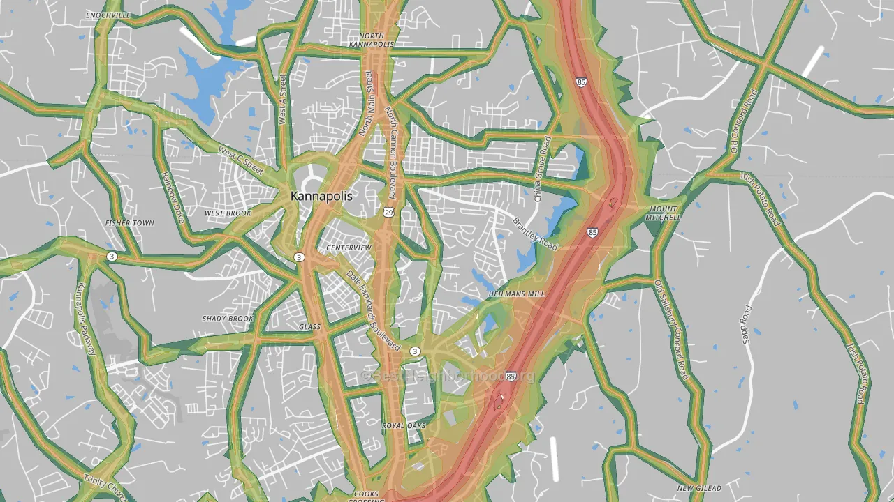 28083, NC Map of Noise Levels in 28083