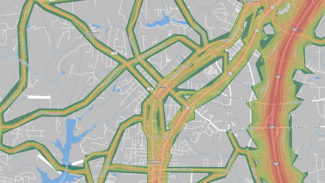 28088, NC Map of Noise Levels in 28088