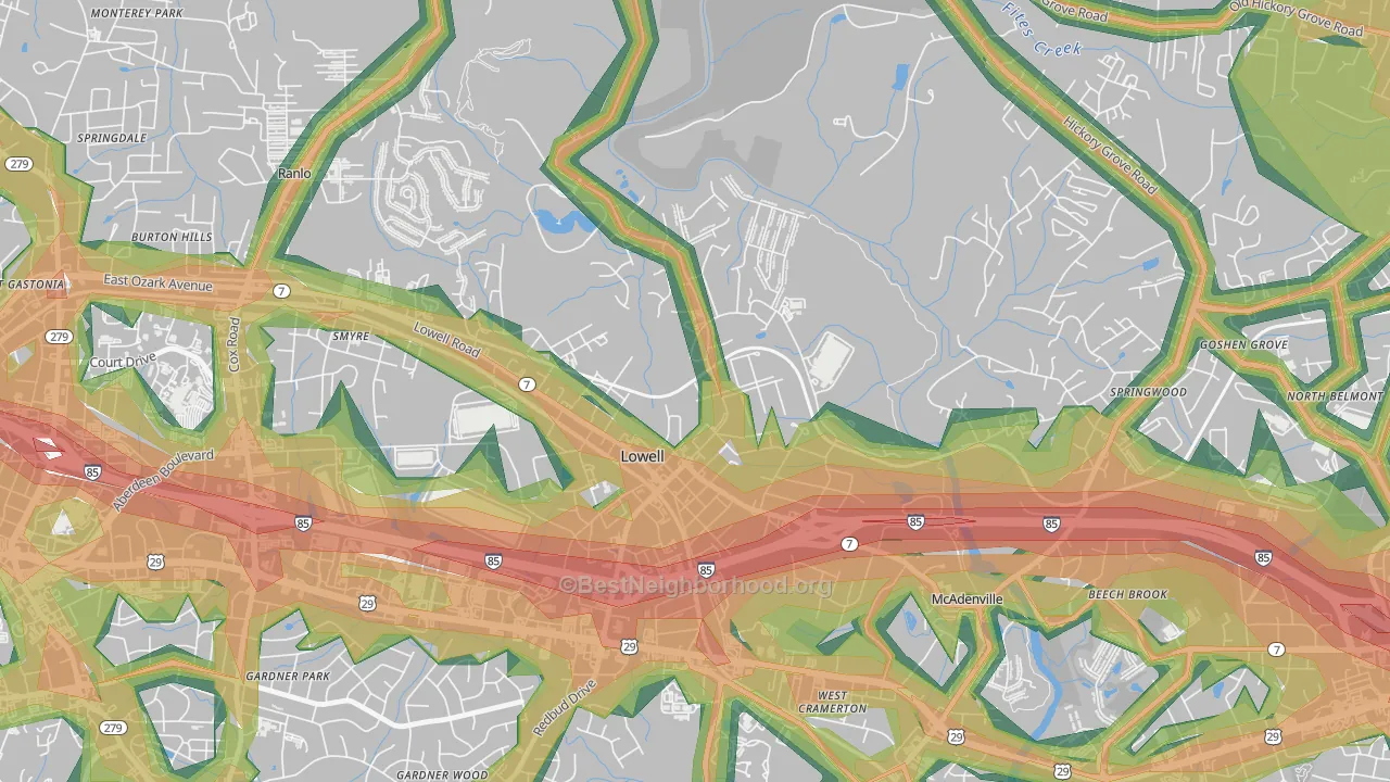 28098, NC Map of Noise Levels in 28098
