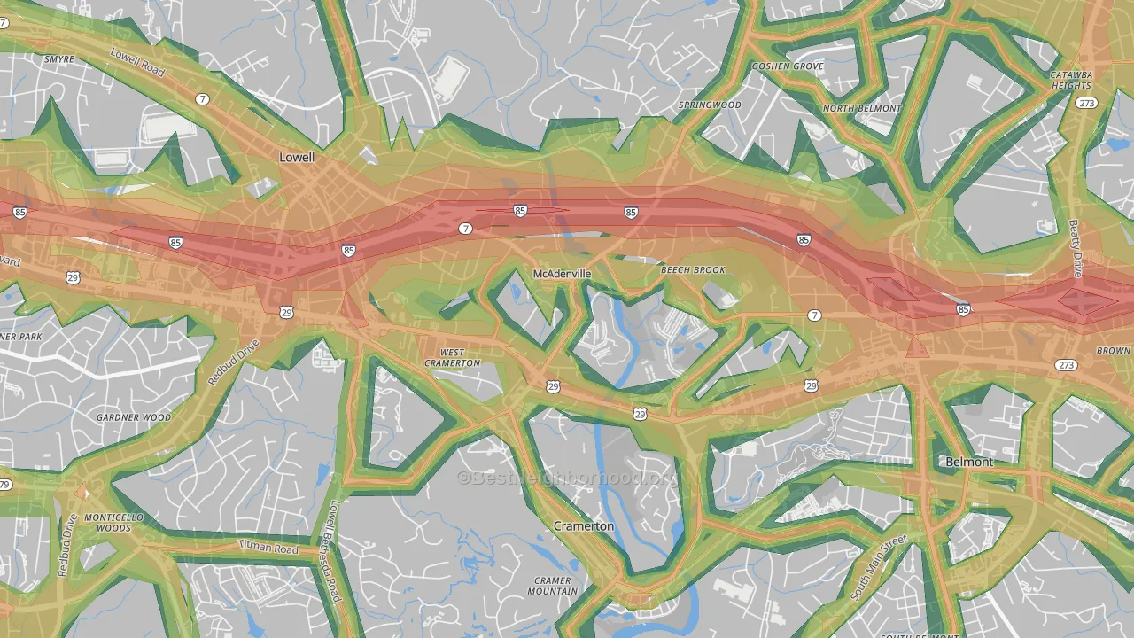 28101, NC Map of Noise Levels in 28101