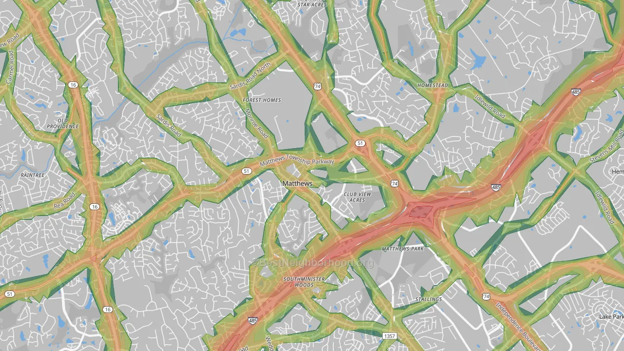 28105, NC Map of Noise Levels in 28105