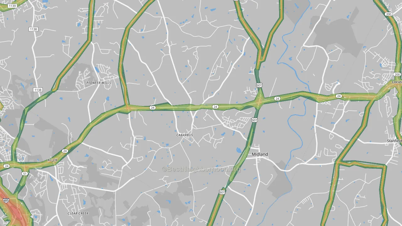 28107, NC Map of Noise Levels in 28107