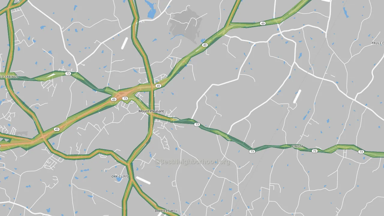 28124, NC Map of Noise Levels in 28124