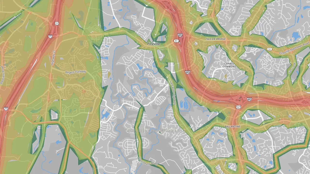 28134, NC Map of Noise Levels in 28134