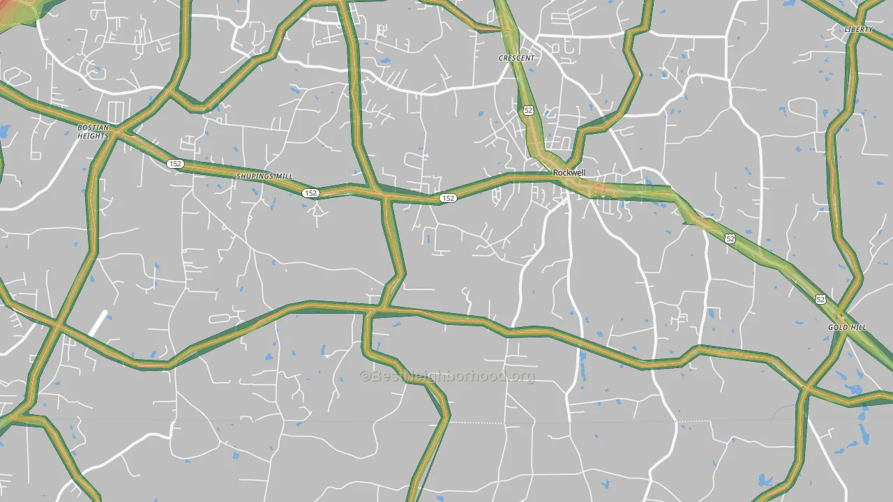 28138, NC Map of Noise Levels in 28138