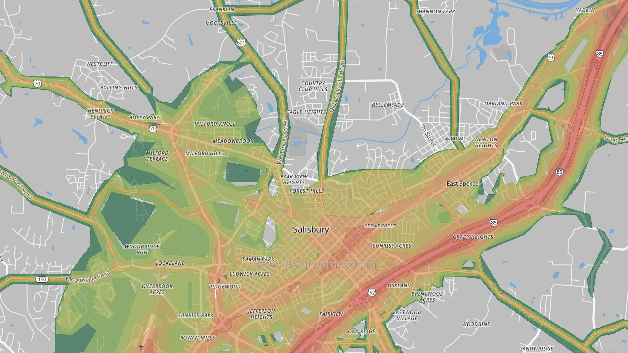 28144, NC Map of Noise Levels in 28144
