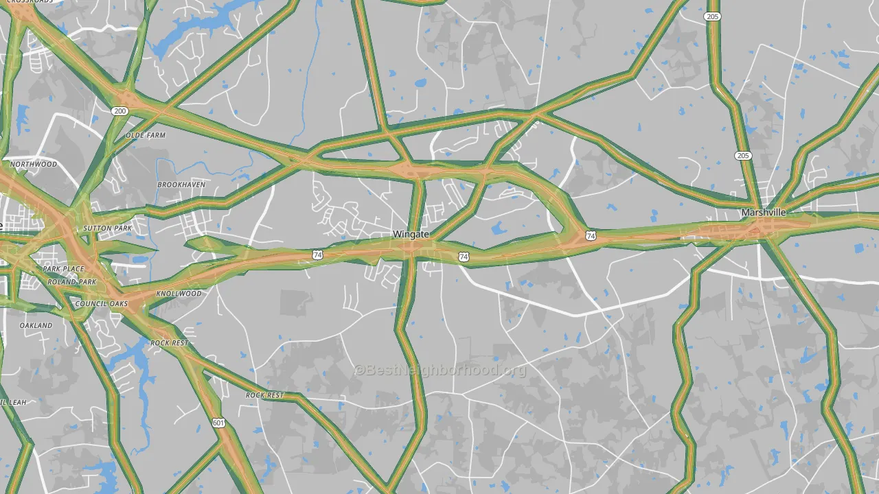 28174, NC Map of Noise Levels in 28174