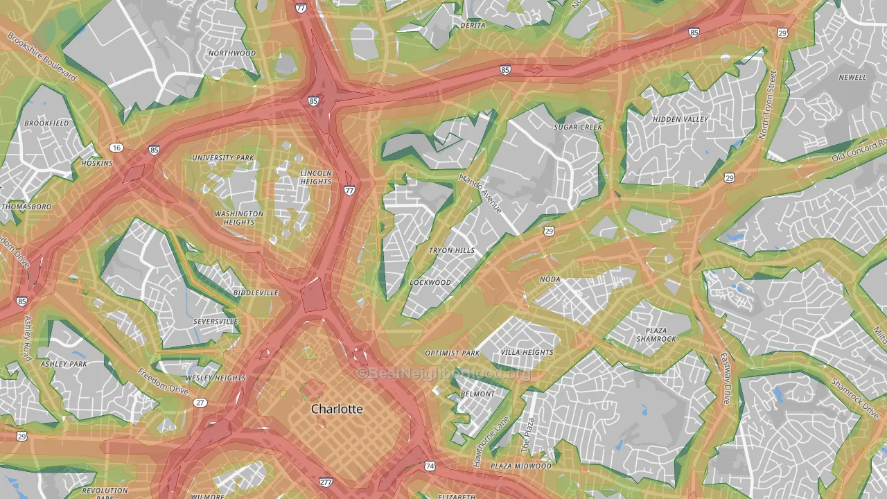 28206, NC Map of Noise Levels in 28206