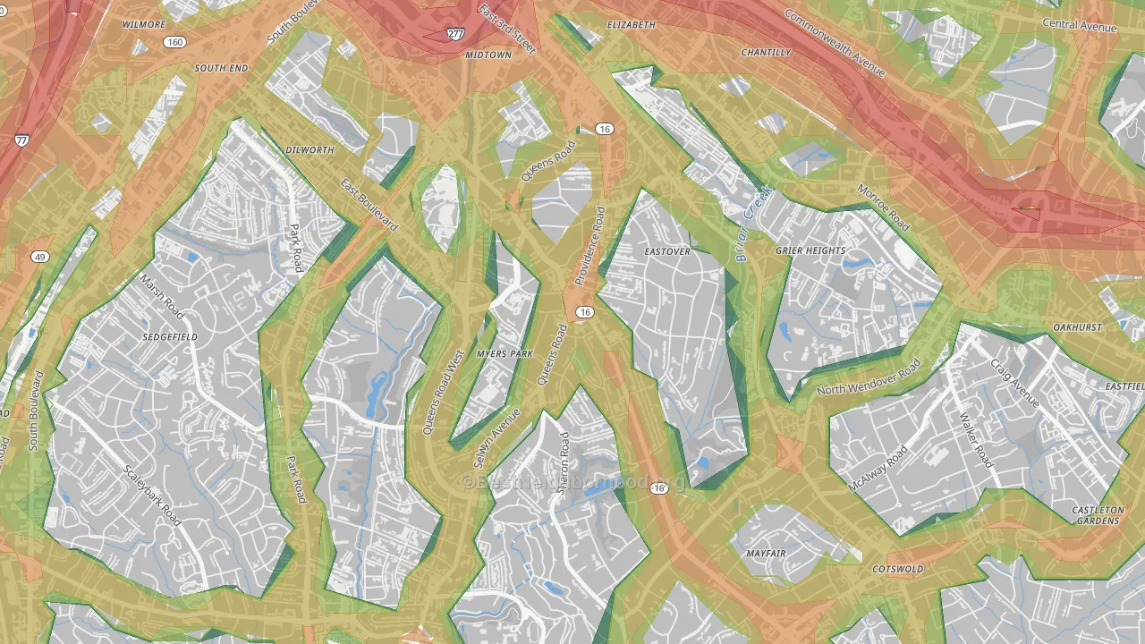 28207, NC Map of Noise Levels in 28207
