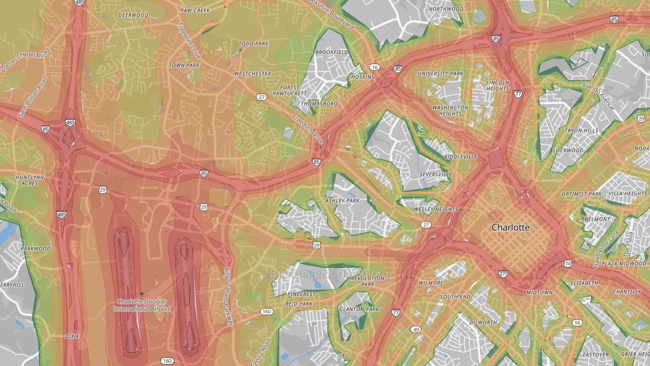28208, NC Map of Noise Levels in 28208