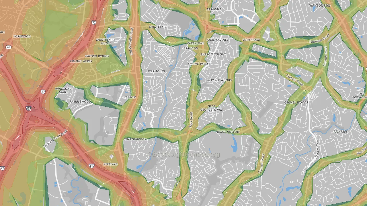 28210, NC Map of Noise Levels in 28210