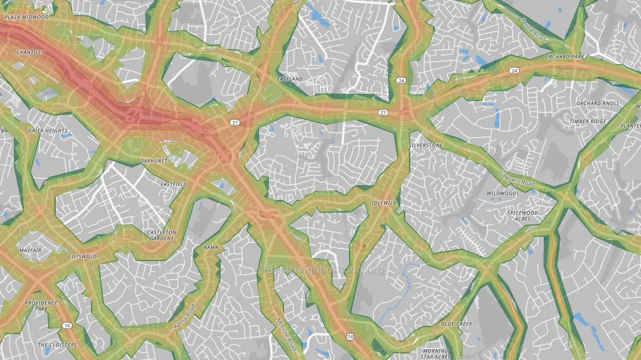 28212, NC Map of Noise Levels in 28212