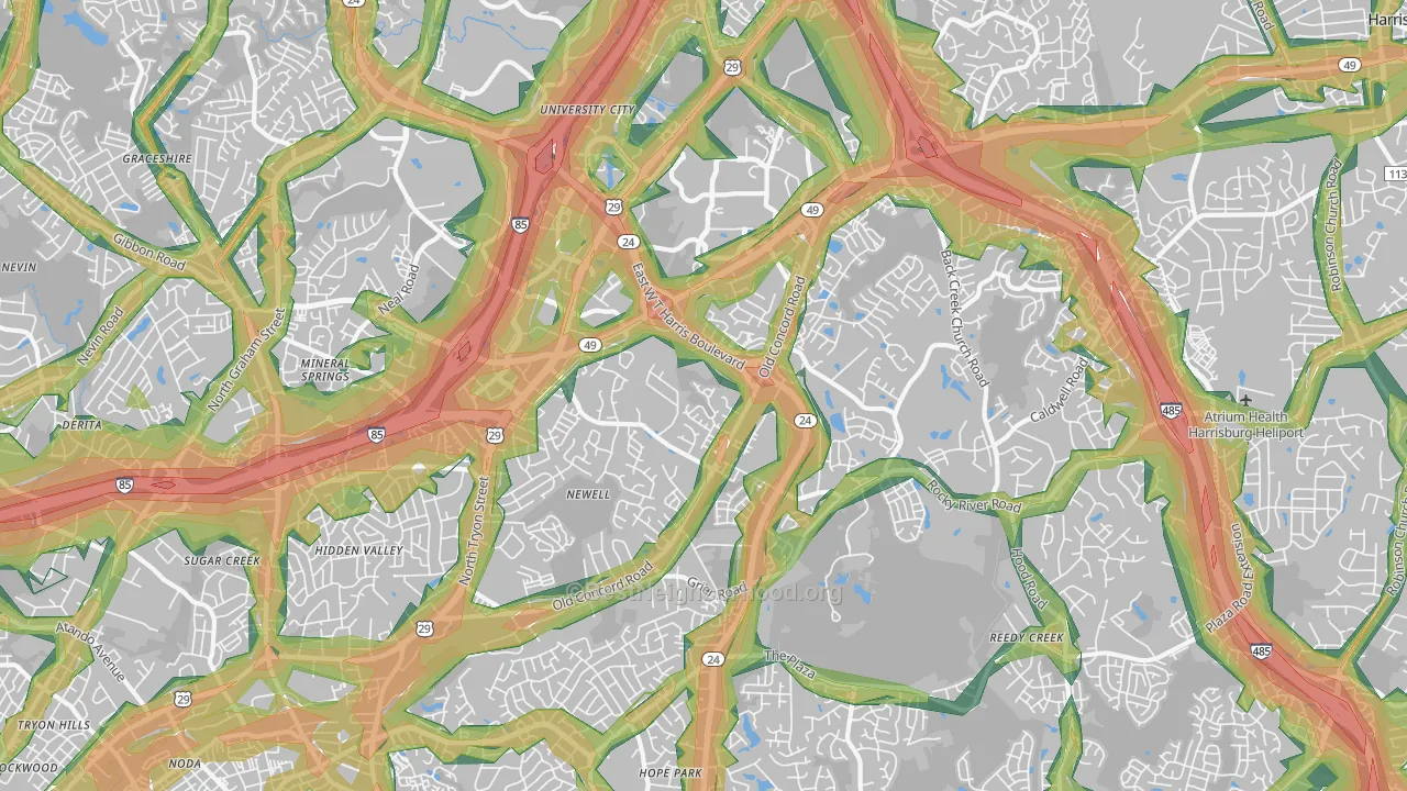 28213, NC Map of Noise Levels in 28213