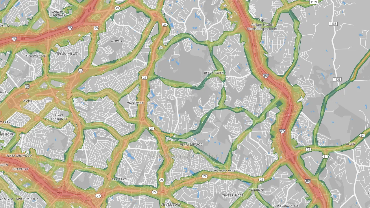 28215, NC Map of Noise Levels in 28215