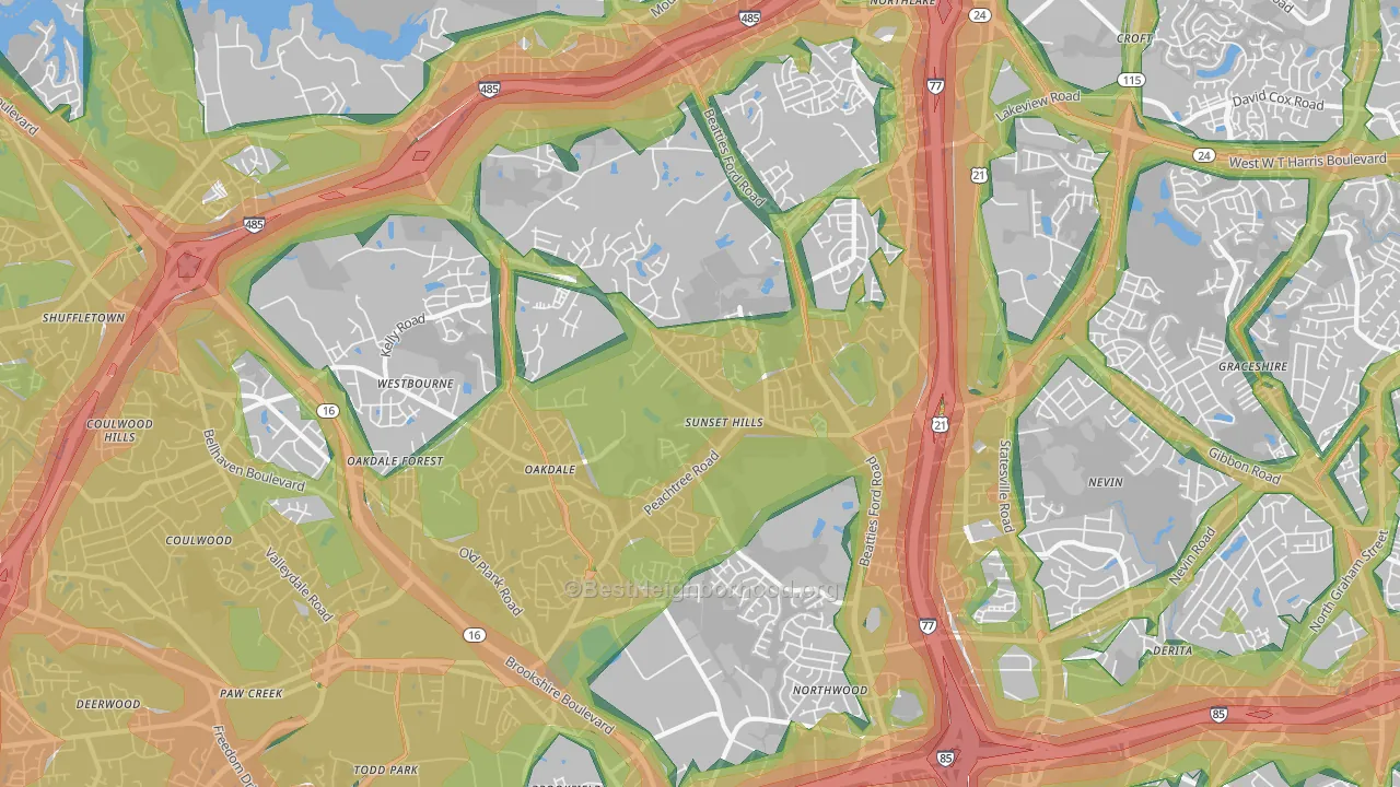 28216, NC Map of Noise Levels in 28216