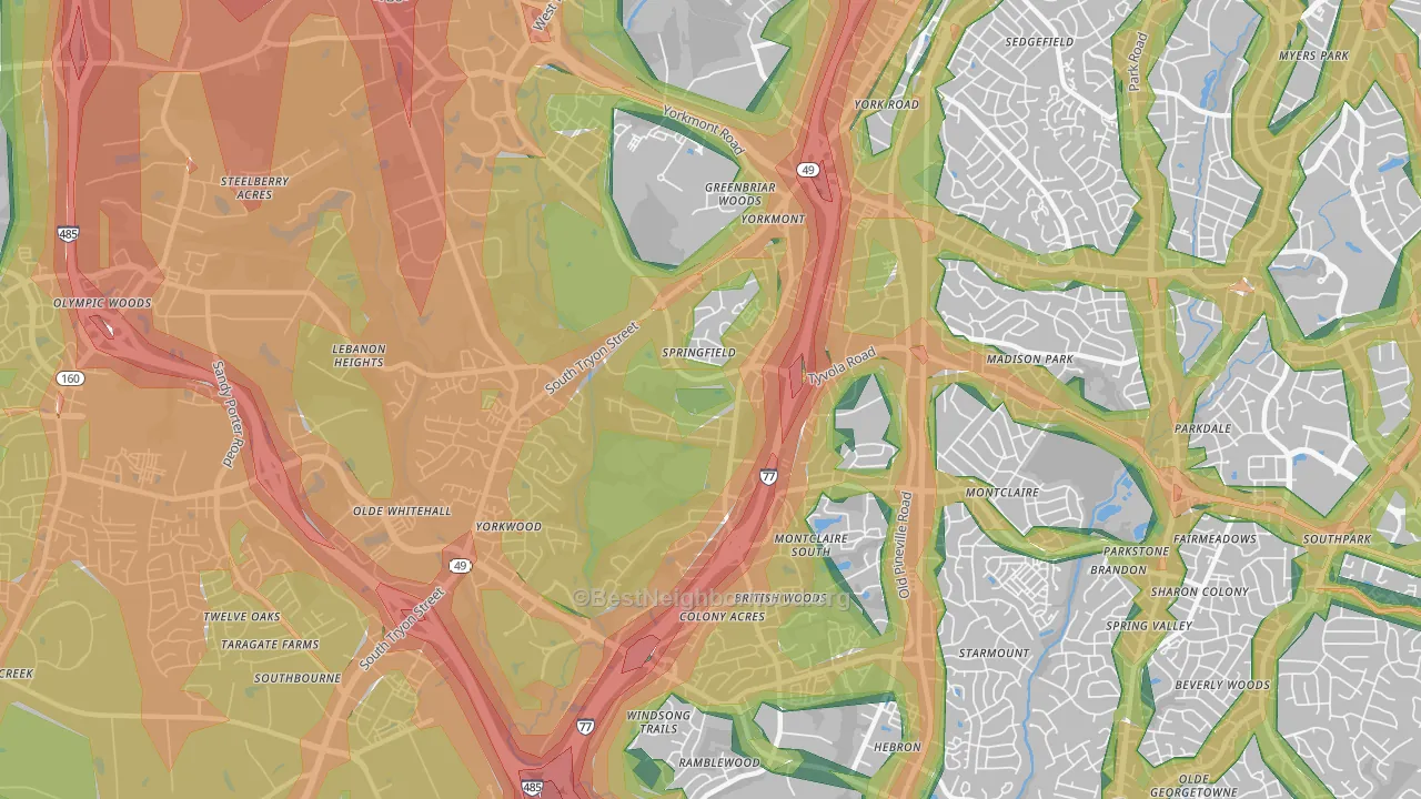 28217, NC Map of Noise Levels in 28217