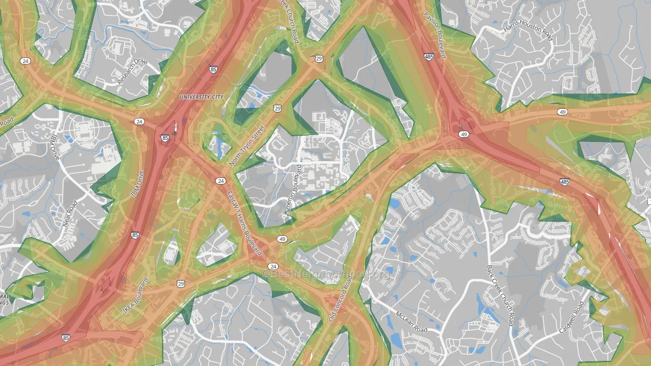 28223, NC Map of Noise Levels in 28223