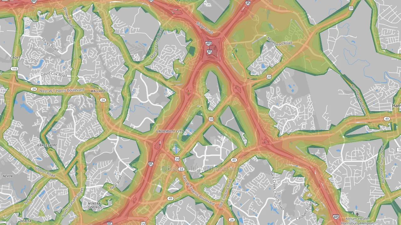 28262, NC Map of Noise Levels in 28262