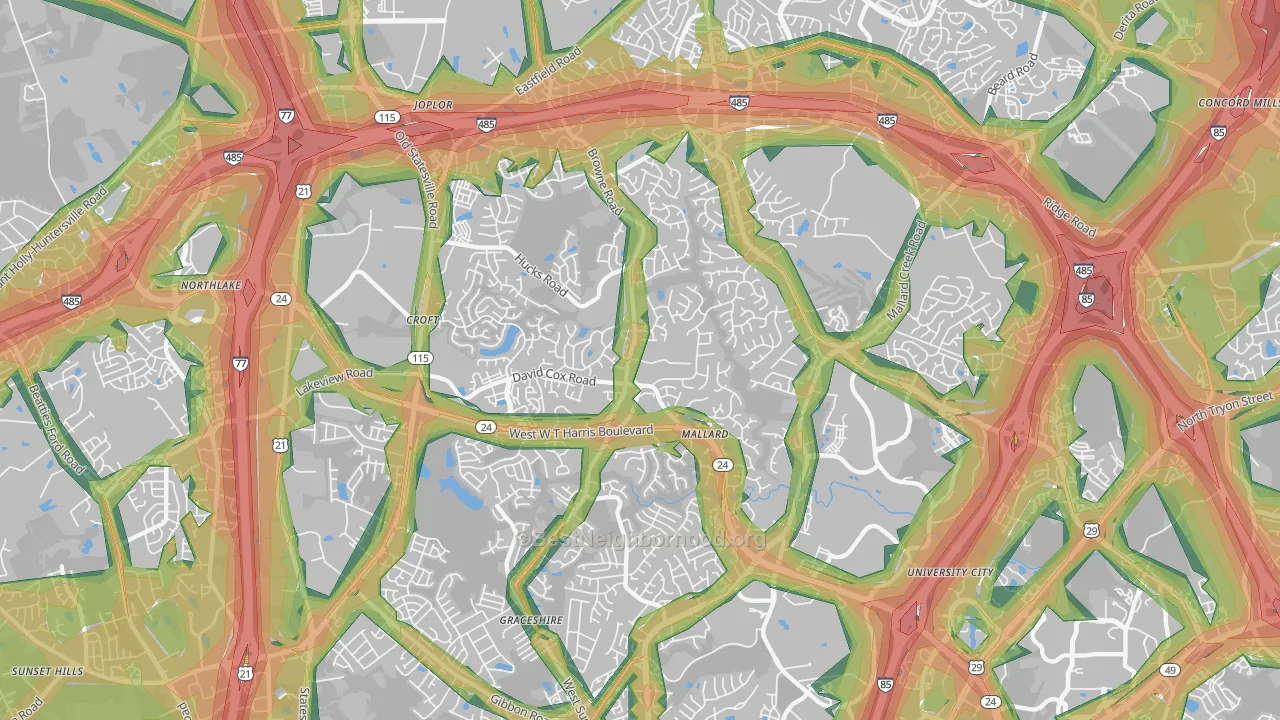 28269, NC Map of Noise Levels in 28269