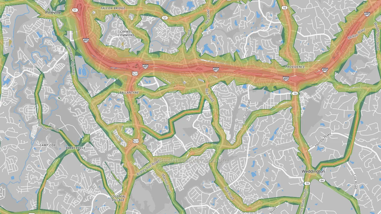 28277, NC Map of Noise Levels in 28277
