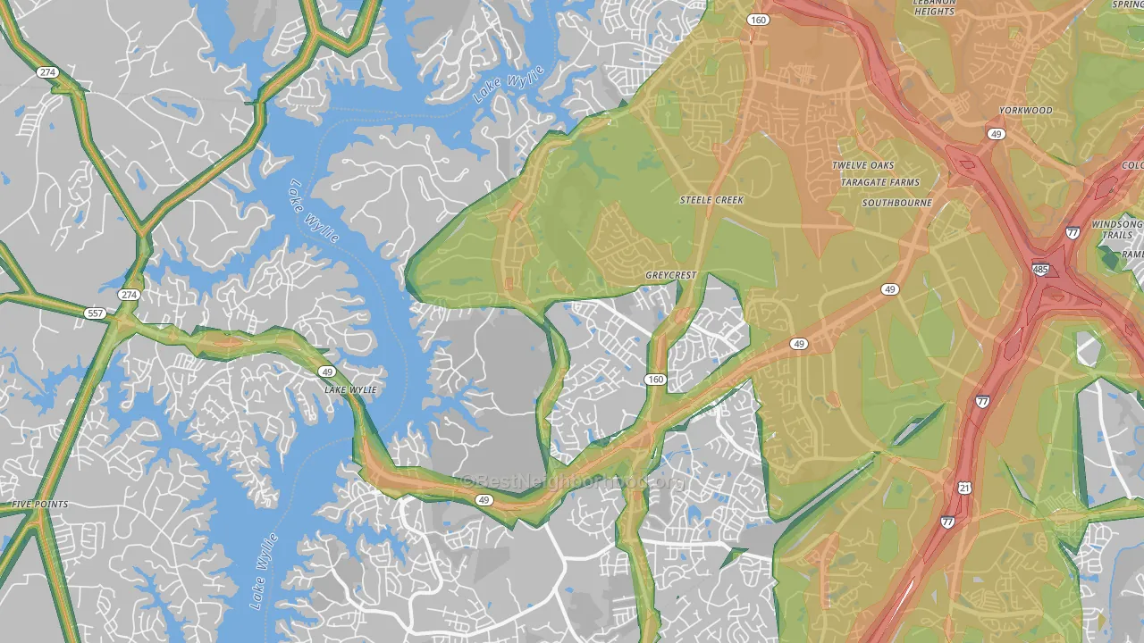 28278, NC Map of Noise Levels in 28278
