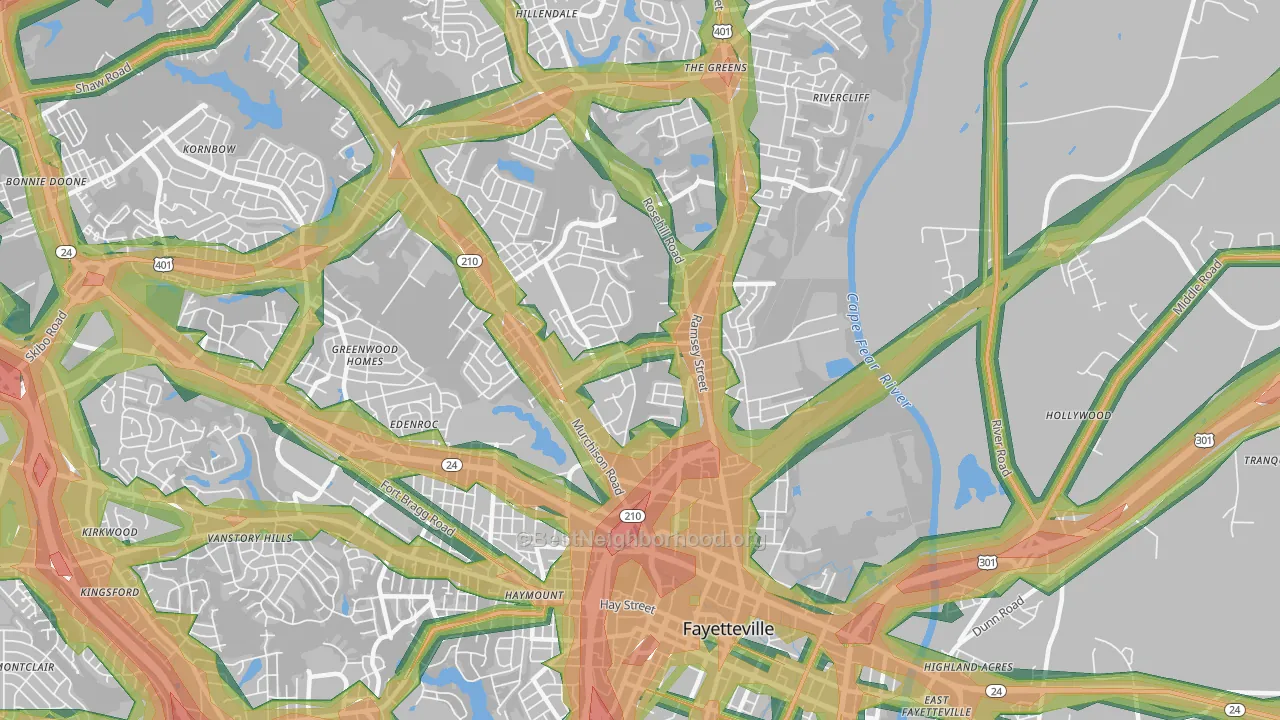 28301, NC Map of Noise Levels in 28301