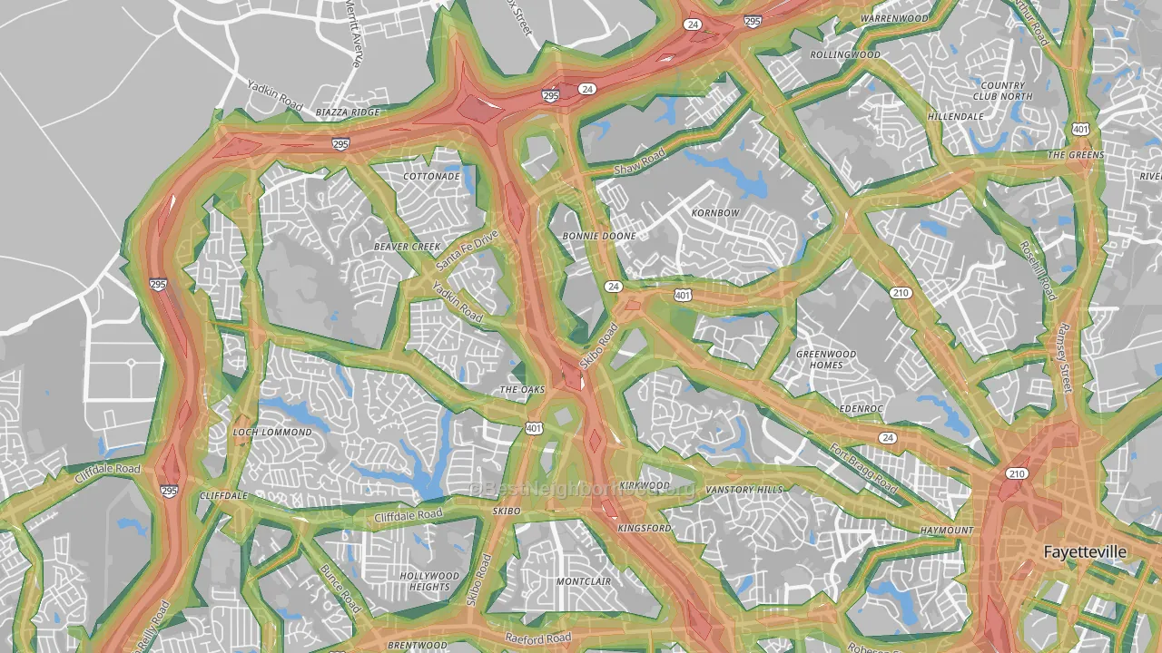 28303, NC Map of Noise Levels in 28303