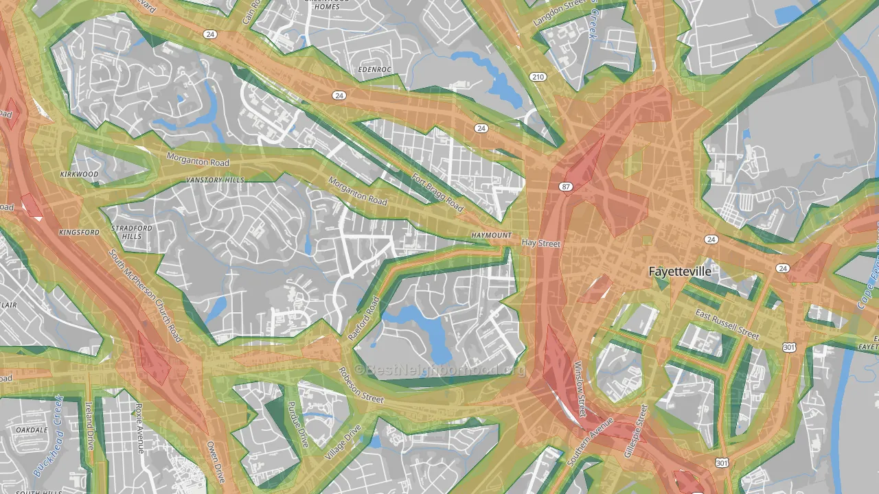28305, NC Map of Noise Levels in 28305