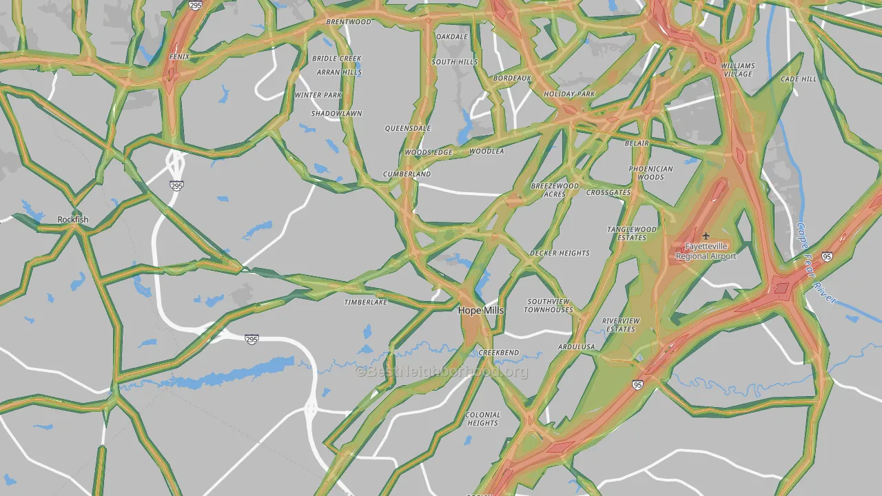 28306, NC Map of Noise Levels in 28306