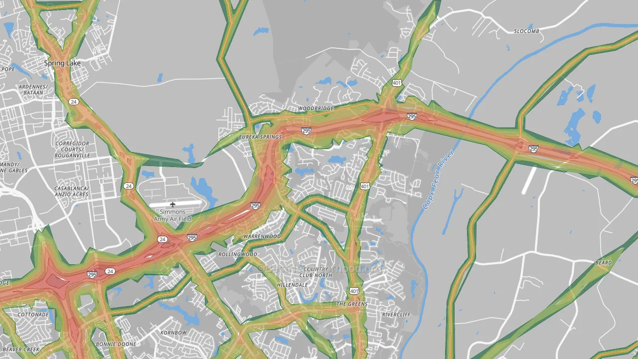 28311, NC Map of Noise Levels in 28311