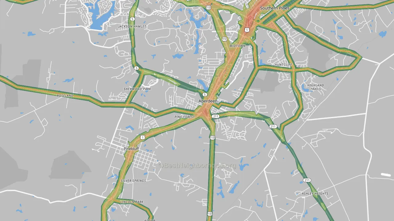 28315, NC Map of Noise Levels in 28315