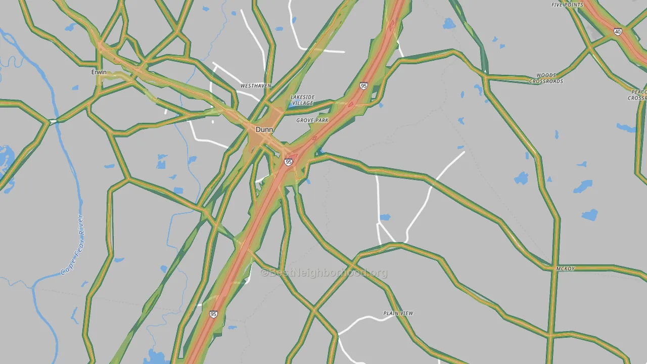 28334, NC Map of Noise Levels in 28334